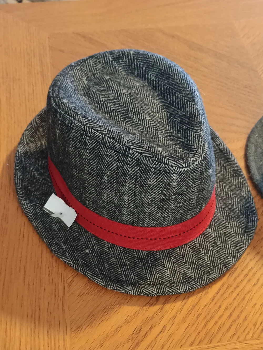 TWO INFANT SZ 12 / 24 MONTH FEDORA  (Gray/Black Tweed)